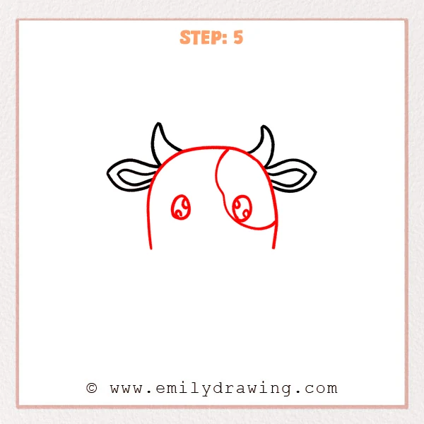 how to draw a cows face - Step 5